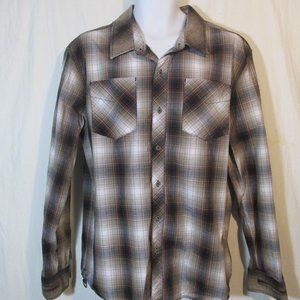 Affliction Black premium Men’s Button Front Plaid Shirt Size XL 100% Cotton.